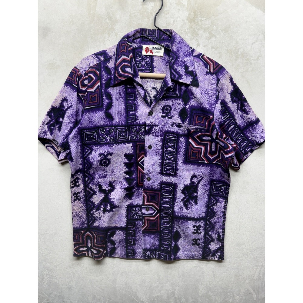 Vintage Holo-Holo Hawaiian Shirt Medium 60s Aloha Loop Cotton Polynesian Textile